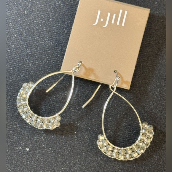 J. JILL Silver Tone Crystal Bead Dangle Earrings 1.75in - Picture 7 of 9